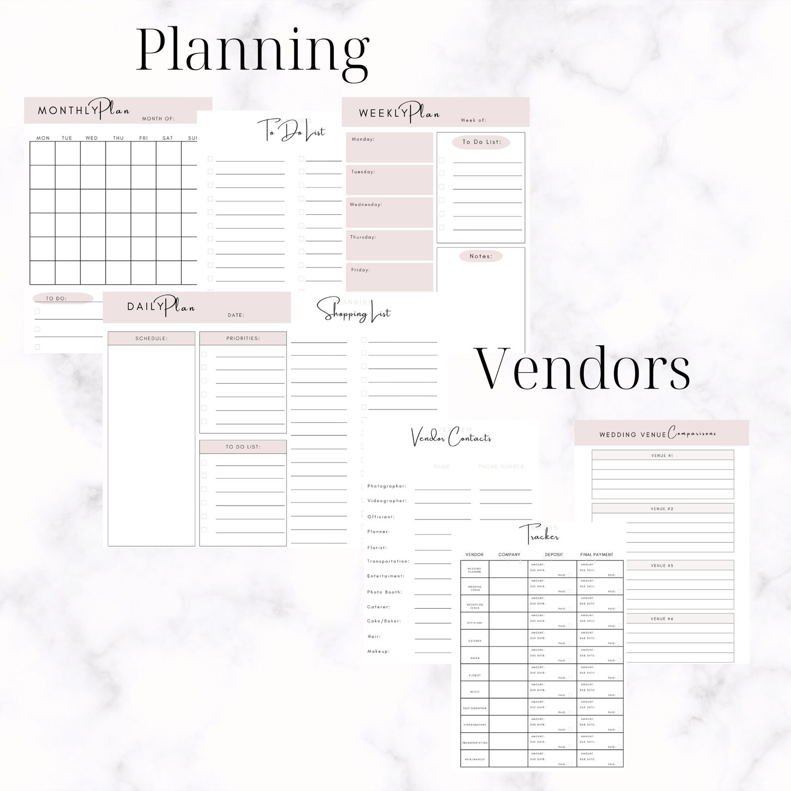 Wedding Planner Book, Wedding Planning Checklist, Wedding Itinerary