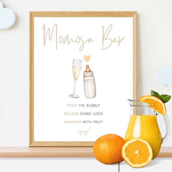 Momosa Bar Sign, Mimosa Bar Sign, Baby Shower Decor, Baby Shower Sign, Cocktail Bar Sign, Gender Reveal