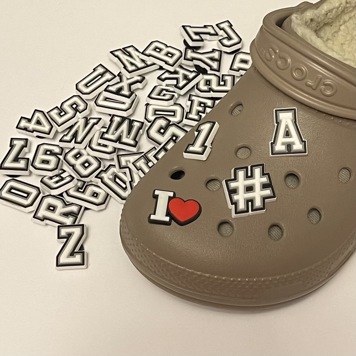 Letter or Number Jibbitz Croc Charms, Varsity Block Alphabet Shoe Charms,  Initial Charms for Crocs, A, B ,c , D 