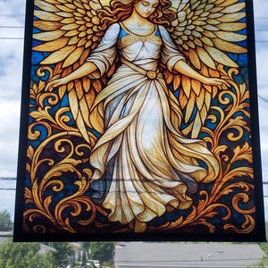 Vibrant Angel Glass Style Window Art Print