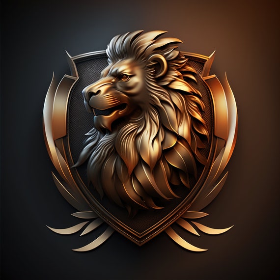 Beautiful Golden Lion shaped Mascot Logo