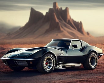 Vintage 1969 Corvette Stingray Classic Car Digital Photo Poster Decor