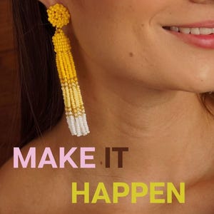 Seed bead long earrings dangle, Indigenous style boho chic,bohemian fashion earring, gift for her