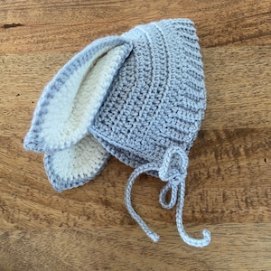 Crochet baby bunny bonnet and bootie set