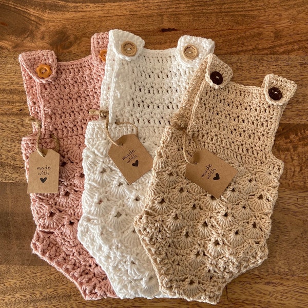 Crochet baby romper - made to order