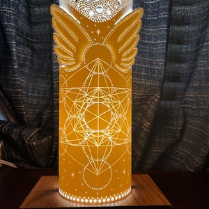 Sacred Geometry Lamp, Metatron Cube Lamp, Metatron&#39;s Cube Lamp For Meditation, Meditation Room Decor Lamp, Spiritual Decor, Table Lamp