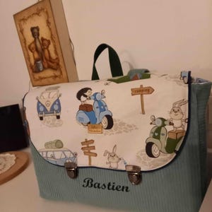 Cartable personnalisé - Cartable enfant personnalisé - cartable maternelle velours côtelé rose - cartable CP - cartable enfant - 34x25x6