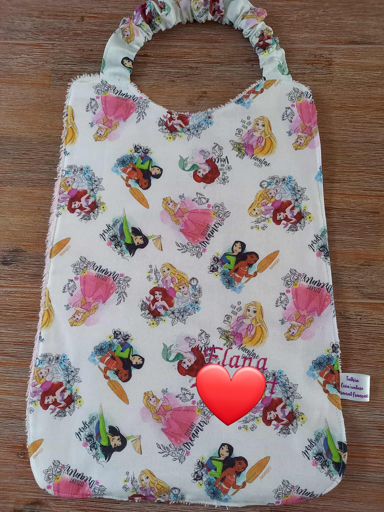 Serviette De Cantine Personnalisable Pour Enfant - Élastique, Coton, Fait Main, Motif Licorne Ou Château