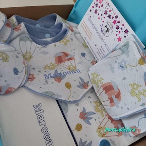 Caja de nacimiento, globo aerostático, caja de nacimiento personalizada, cesta de toallitas, protector de orina, edredón, funda para registro de salud, bolsa,