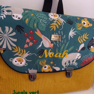 Cartable personnalisé - Cartable enfant personnalisé - cartable maternelle velours côtelé ocre - cartable CP - cartable enfant - 34x25x6