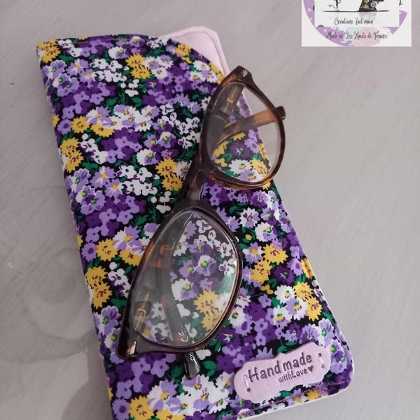 Etui à lunettes liberty fait main - lunettes - étui - pochette étui matelassé - protection lunettes R52