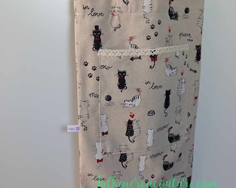 Sac à pain - sac à pain personnalisé - sac baguettes - sac pain toile - protège pain - chats amoureux - sac en toile avec anse