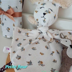 Personalisiertes Schmusetuch - Sherpa-Häschen-Schmusetuch - Doppelgaze-Schmusetuch - Kaninchen-Schmusetuch - Plüschtier - Kuscheltier - Baby - Geburtsgeschenk