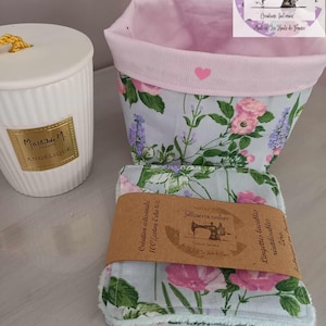 Personalisierter Korb für Make-up-Entferner-Tücher - handgefertigte Kreation - leere Tasche - Aufbewahrungskorb - Baumwollquadrate - Babytücher