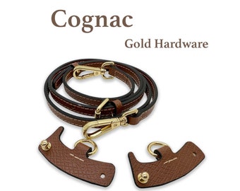 longchamp pouch with handle cognac