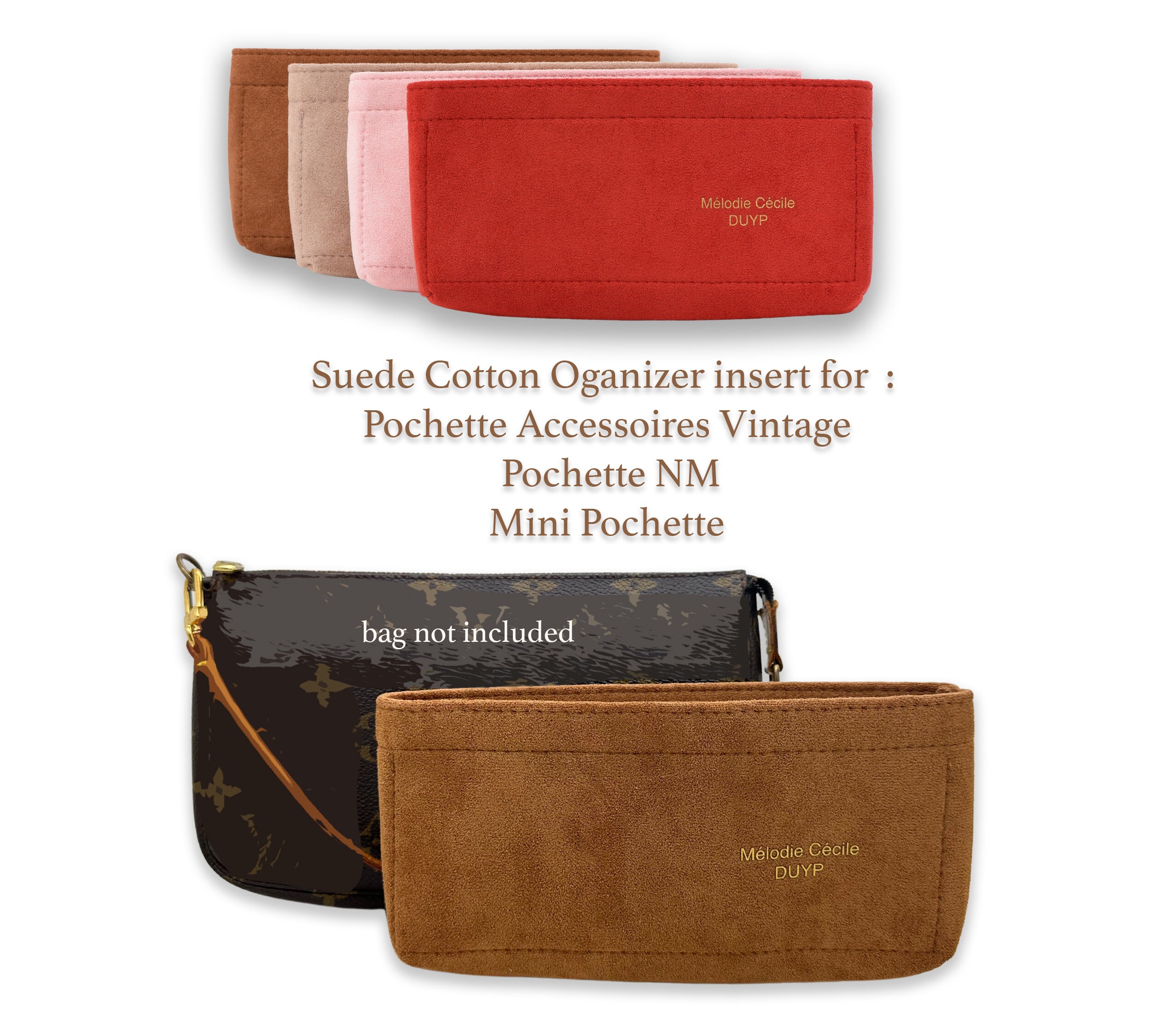 Suede Cotton Organizer for Pochette Accessoires Vintage or NM 