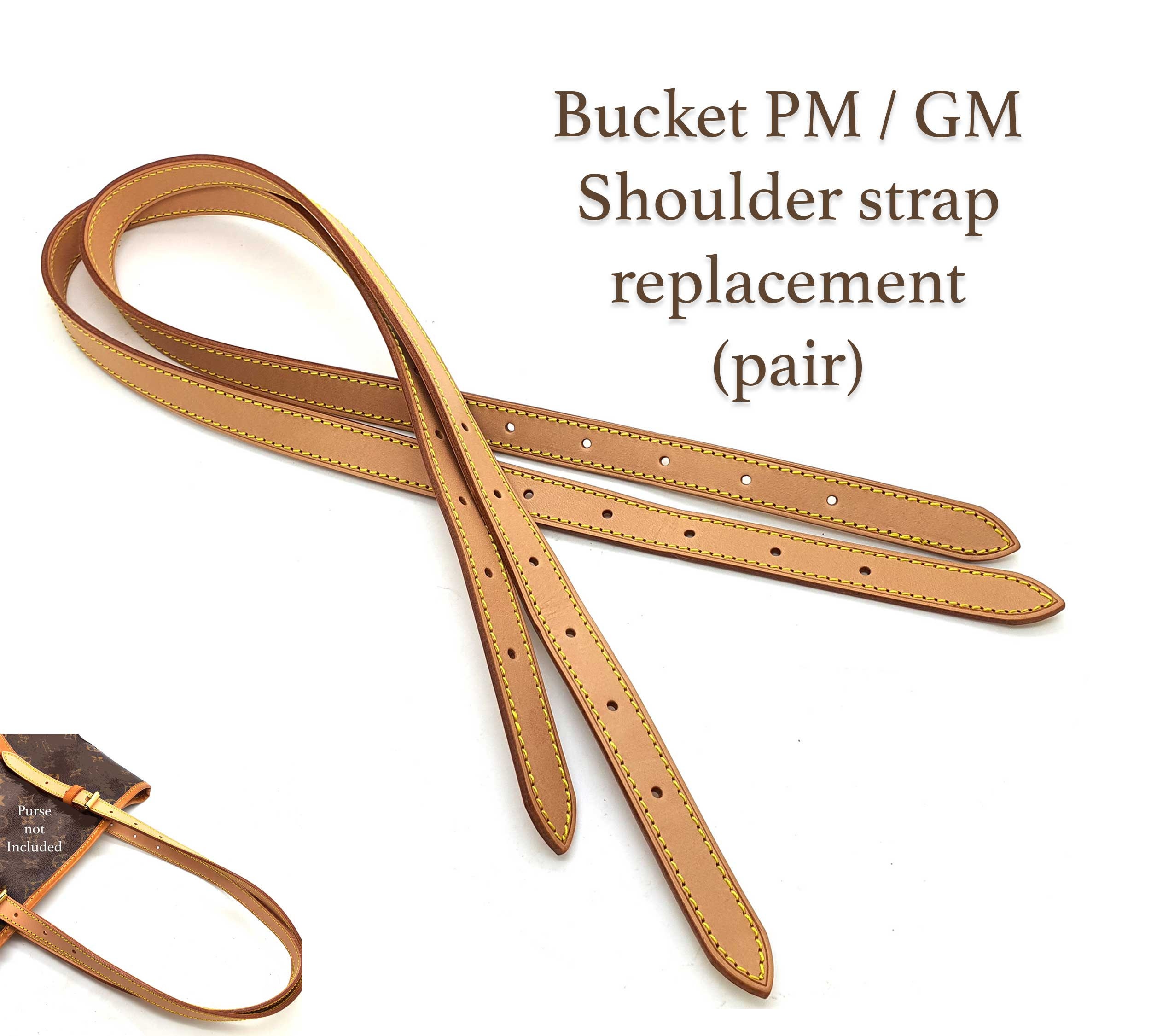 Pair of Vachetta Leather Replacement Straps for Bucket PM / GM 