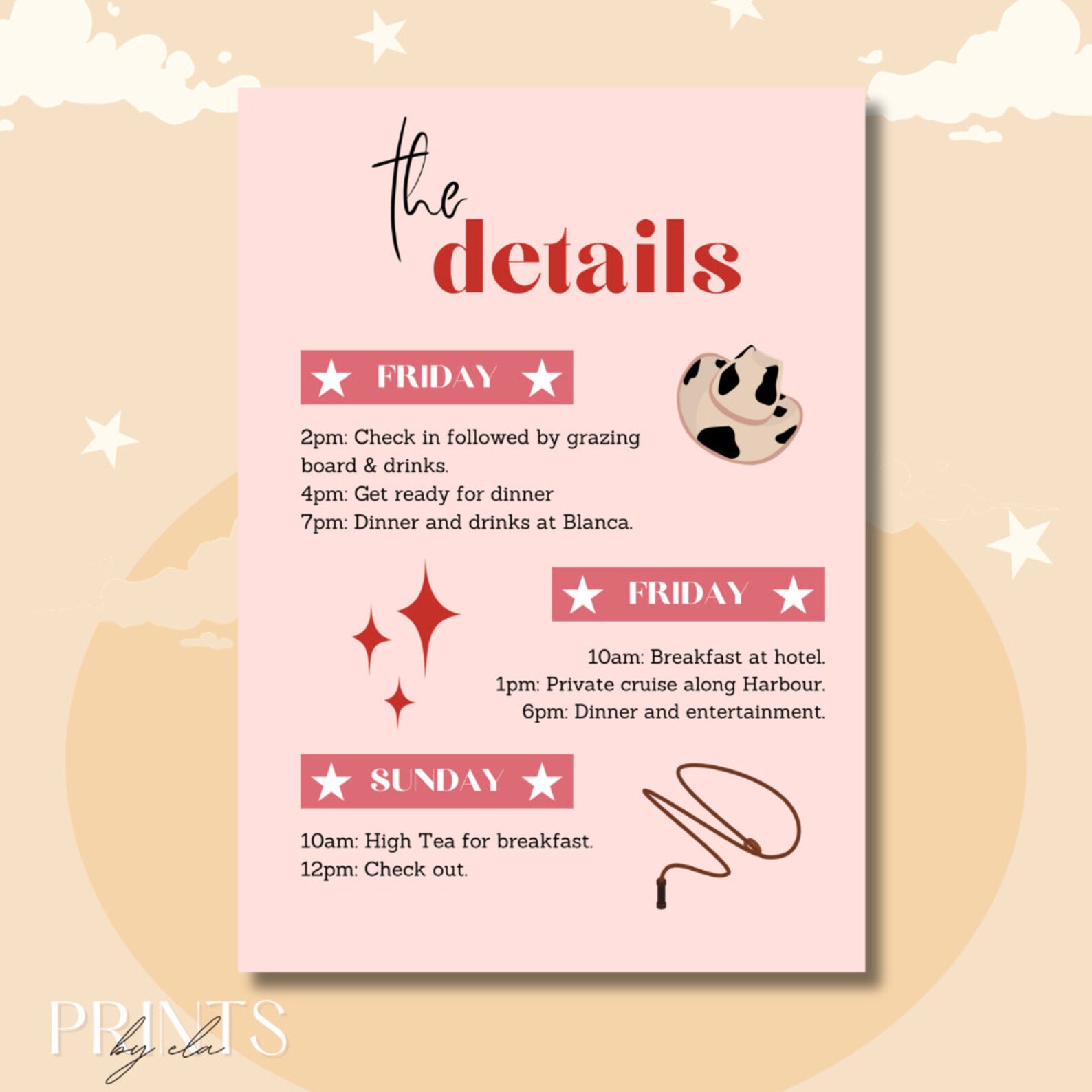 Last Rodeo Bachelorette Invitation and Itinerary Canva Template, Last ...