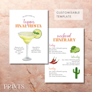 Final Fiesta Bachelorette Invitation and Itinerary Canva Template, Final Fiesta Bach, Editable Itinerary, Hen Party Invite, Canva Templates