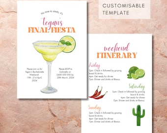 Invitación de despedida de soltera de Fiesta Final y plantilla de Canva de itinerario, Fiesta Final Bach, itinerario editable, invitación a despedida de soltera, plantillas de Canva