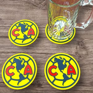 Club América Tricampeón Coasters Set Portavasos Águilas 3D (Set of 4)  Tricampeones Amor Eterno Et3rno Regalo Perfecto Futbol Mexico Liga MX