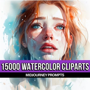 15000 Midjourney Prompts for Watercolor Clipart | Midjourney Watercolor | Amazing Prompts Midjourney | AI Art Digital Download Midjourney