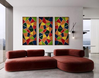 Preserved Moss Wall Art: Vibrant Kaleidoscope Design in Walnut Frame