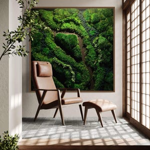 The Zen Meadows Moss Art Wall Art Preserved Plants Decor Art Plants  Wall Decor Green Wall Art Handmade Garden Green Wall Wall Hangings Moss