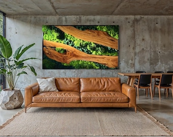 Ember Forest Moss Wall Art: Olive Wood & Preserved Moss