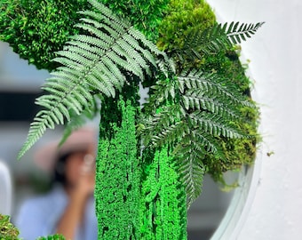 Botanical Moss Mirror: Rainforest Home Office Wall Decor