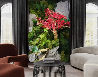 The Zen Garden Moss Wall Art: Preserved Moss and Japanese Maple