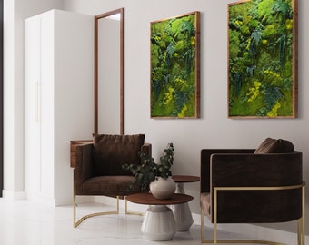 Walnut Moss Wall Art - Botanical Garden Eco-Friendly Vertical Art Piece