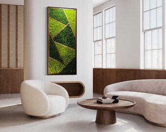Geometric Moss Wall Art: Mid-Century Modern Reindeer Moss Decor
