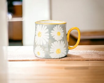 Daisy Mug - Floral Ceramic Cup - Cheerful Papatya Design Drinkware - Spring Inspired Coffee and Tea Mug