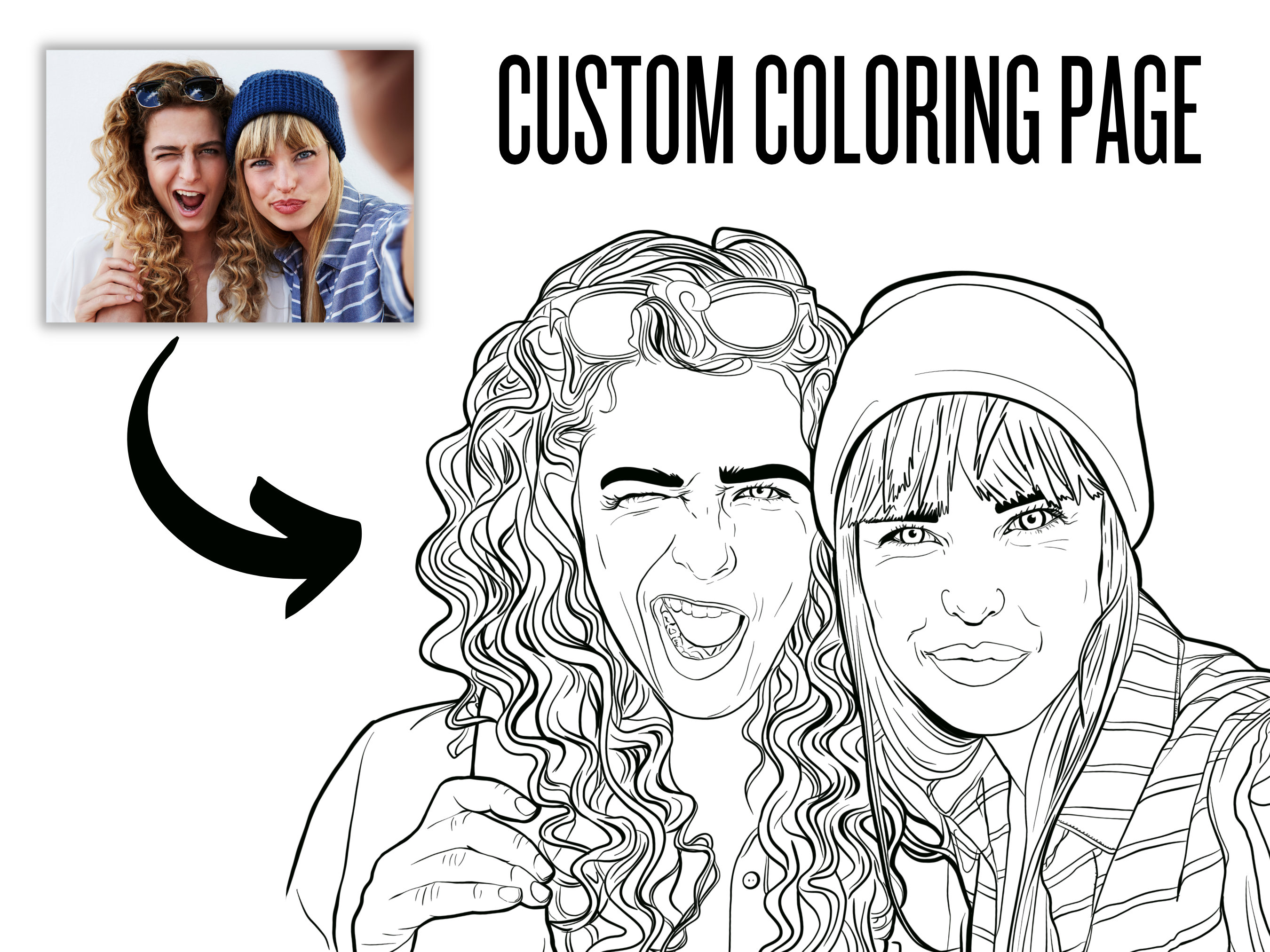 Custom Coloring Page, Personalized Coloring Page From Photo
