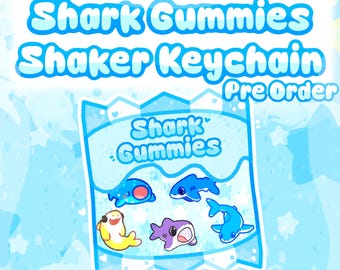 Gummie Shark Shaker Keychain | Fillable Shaker Keychain | Food | Customizable | Shaker Keychain | Whale Shark | Ocean Animals | Cheap | Bag
