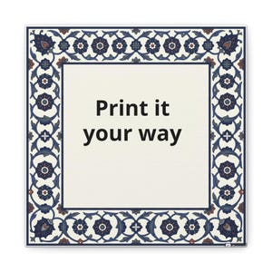 Personalized Canvas Art, Turkish Iznik Floral Tile, Custom Name Decor