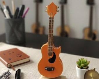 Handmade Miniature Guitar, Canadian Poplar Wood, Home Decor