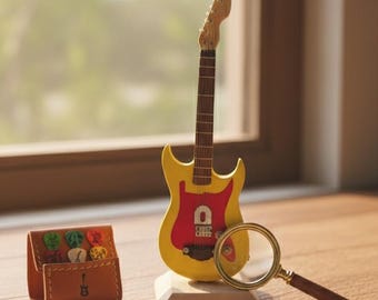Miniature Electric Guitar 18 cm – Handmade Music Decor, Gift for Guitar Lovers