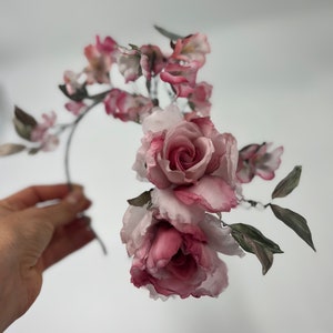 Silk flowers headband handmade
