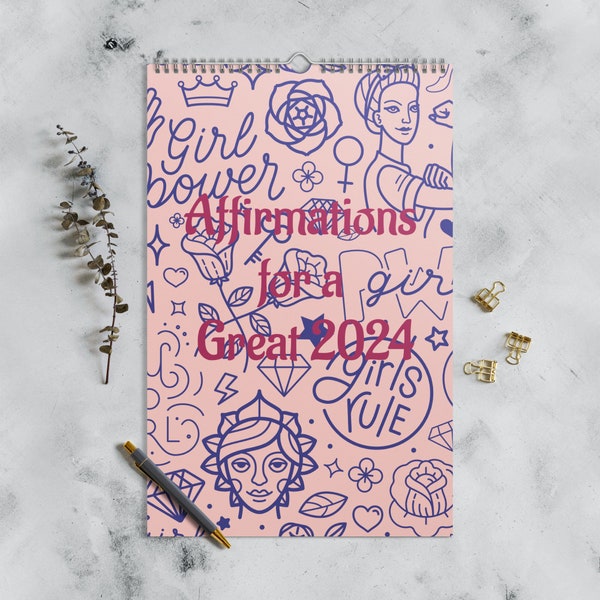 Affirmations Wall calendar (2024), personal greatness Affirmation Calendar (2024), 2024 wall motivations, Wall Calendar, win mindset