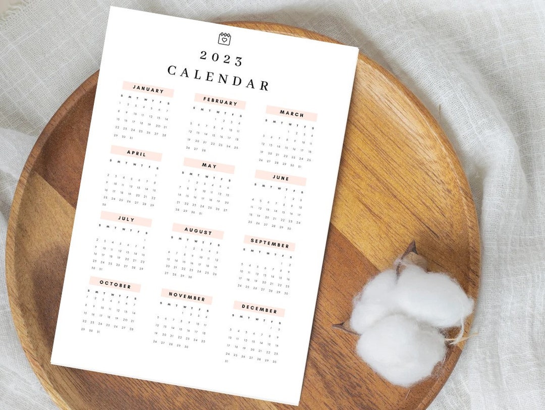 2023 Calendar 12 Months On One Page