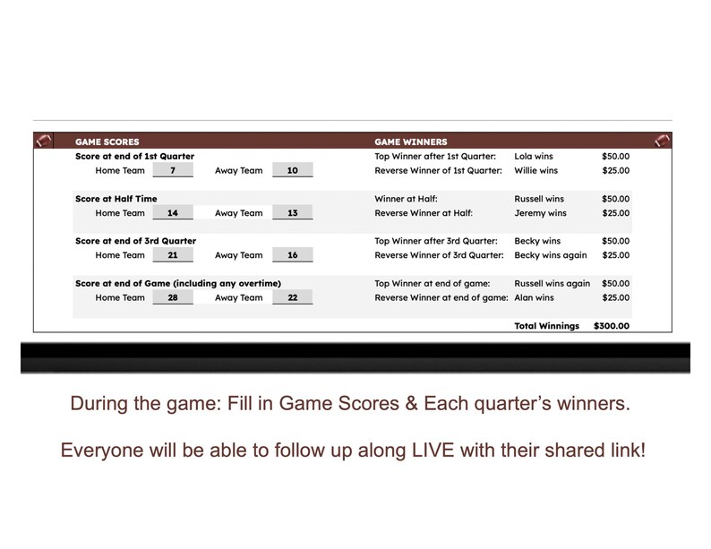 Football Squares Google Sheets Template Send Squares to Coworkers