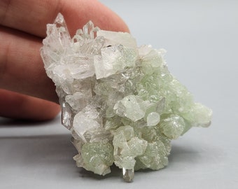 Clear Quartz with Prehnite and Calcite from Goboboseb, Namibia