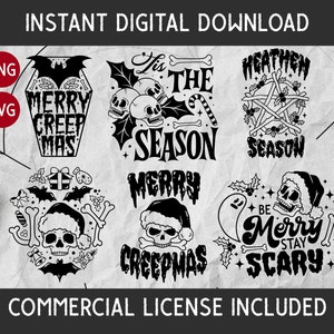 Creepy Christmas SVG/PNG files, Gothic Christmas svg, Scary Christmas svg, Spooky Christmas svg, Skeleton Christmas file, Hexmas svg