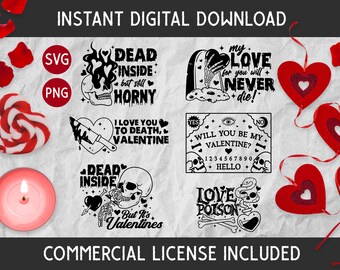 Creepy Valentine SVG/PNG file, Spooky Valentine svg/png, Goth Valentine svg, Skull Valentine svg, Love skeleton svg, Funny Valentine svg/png
