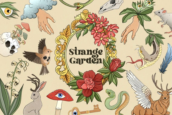 Strange Cottagecore PNG clipart, Forest witch clipart, Garden witch PNG, Forest witch, Goblincore PNG file for digital download