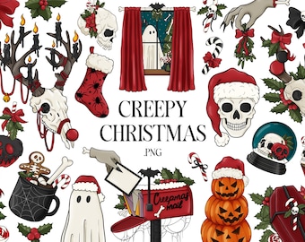 Creepy Christmas PNG, Gothic Christmas Clipart, Alternative Dark Christmas, Witchy Christmas PNG files, Spooky Christmas, sublimation art