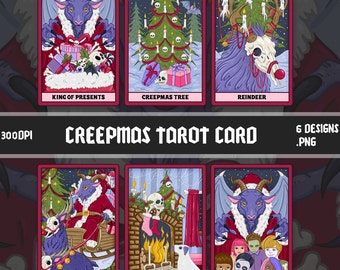 Creepy Christmas Tarot Card PNG, Pastel Goth Christmas clipart, Alternative Dark Christmas clipart, Witchy Christmas, Christmas sublimation