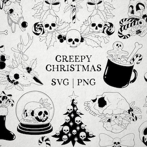 SVG de Navidad espeluznante, Navidad gótica, Navidad alternativa, archivos SVG/PNG de Halloween de Navidad espeluznante, Navidad de terror, svg de Navidad de Halloween